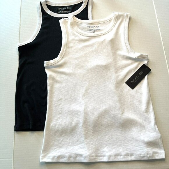 Lot of 2 Rachael Zoe Tank Tops Shells NWT sz L Black Preppy Capsule Clean Girl - Picture 1 of 12